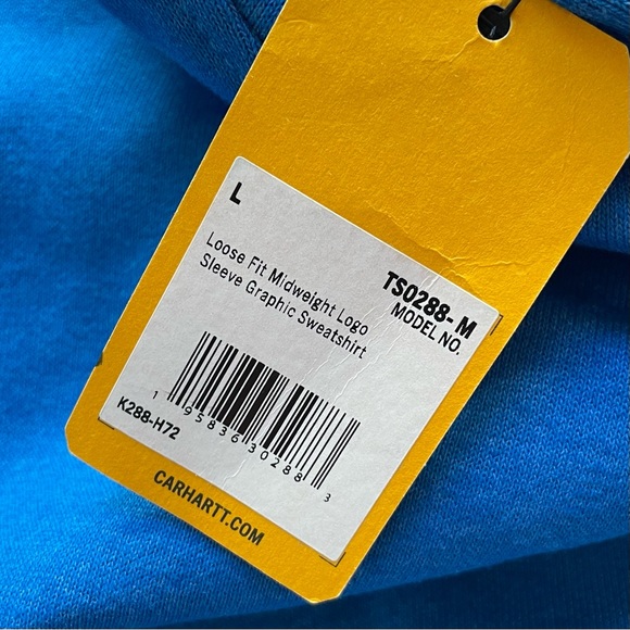 NWT Carhartt Loose Fit Midweight Logo
Sleeve Graphic Sweatshirt Sz Large Blue - Picture 5 of 6